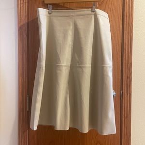 Off White Faux Leather Midi Skirt sz XL